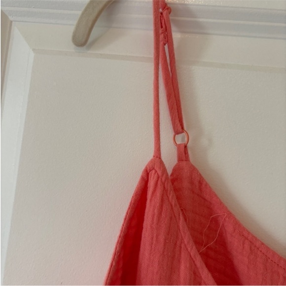 Evereve Gemma Playful Athletic Comfort Gauze  Coral Cotton Jogger Jumpsuit L - Picture 5 of 10